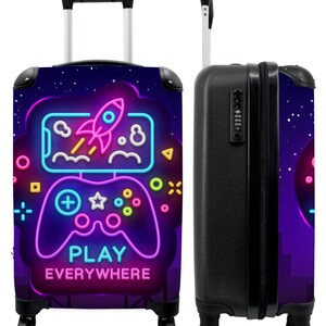 REISEKOFFER, KOFFER mit Rollen, Koffer, Neon Gaming Board Hochwertiger Modischer Koffer für Jungen