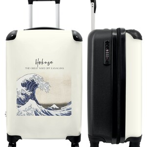 Koffer - handbagage - kunst - oude meester - hokusai - zee - golven