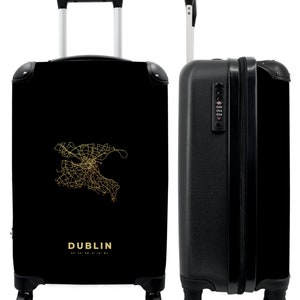 Koffer - handbagage - dublin - stadsplattegrond - landkaarten - goud - plattegrond