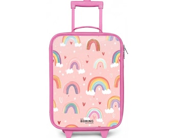 Valigia rosa per bambini Rainbows – Trolley da viaggio leggero per bambini con ruote luminose