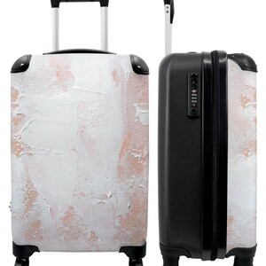 Koffer - handbagage - wit - roze - verf - abstract