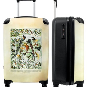 Koffer - handbagage - natuur - vintage - vogels - illustratie