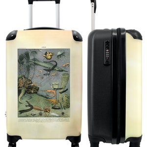 Koffer - handbagage - zee - dieren - natuur - vintage - illustratie