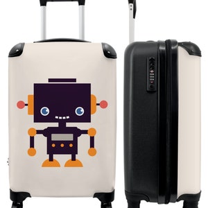 Koffer - handbagage - kinderkoffer - robot - antenne - beige - kinderen