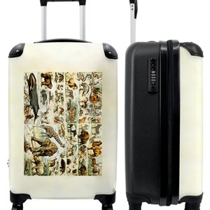 Koffer - handbagage - vintage - dieren - dieren in het wild - kunst - illustratie