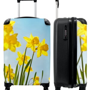 Koffer - handbagage - bloemen - narcis - geel - lente - botanisch