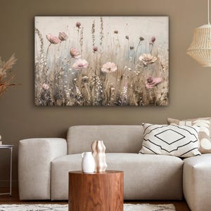 Canvas schilderij wanddecoratie - Meerdere formaten - Woonkamer / Slaapkamer - Boom - Bloemen - Roze - Modern - Beige