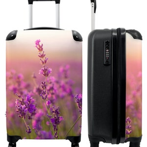 Koffer - handbagage - lavendel - bloemen - paars - botanisch