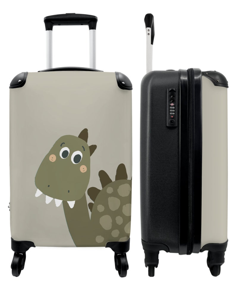 Koffer Kabinengepäck Kinderkoffer Dinosaurier grün Kinder Junge Design Bild 1