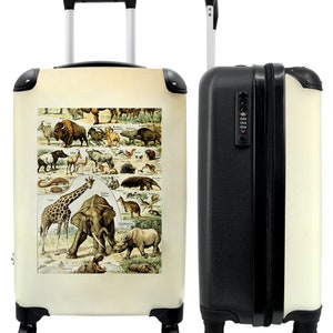 Koffer - handbagage - dieren - illustratie - vintage - savanne - natuur