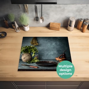 Induction Hob Protector Mat – Vinyl Stove Cap and Top Cover – Electric Cooker Kitchen Hob Cover – Stylish Mat for Induction Cooktops Rustic