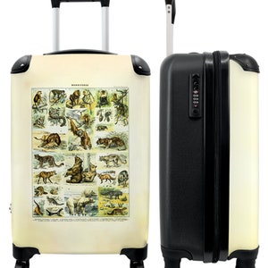 Koffer - handbagage - dieren - vintage - illustratie - natuur