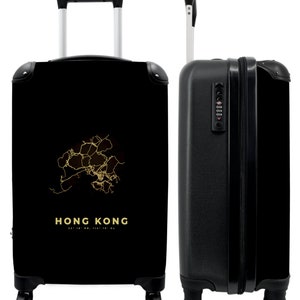 Koffer - handbagage - stadsplattegrond - plattegrond - goud - hong kong