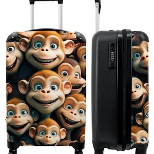 Koffer - handbagage - kinderkoffer - aap - dieren - bruin - design