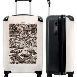 Koffer - handbagage - vintage - retro - dieren - reptielen - illustratie
