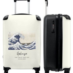 Koffer - handbagage - kunst - hokusai - golf - zee