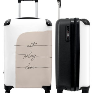 Koffer - handbagage - 'eat play love' - tekst - beige - abstract