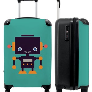 Koffer - handbagage - kinderkoffer - robot - groen - antenne - oranje - kinderen