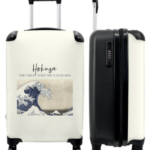 Koffer - handbagage - hokusai - kunst - golf - zee