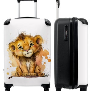 Koffer - handbagage - kinderkoffer - leeuw - aquarel - bruin - dieren