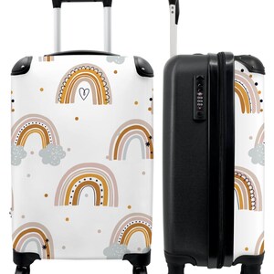 Koffer - handbagage - kinderkoffer - patroon - regenboog - meisje - stippen