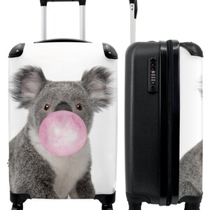 Koffer - handbagage - kinderkoffer - koala - kauwgom - roze - grijs