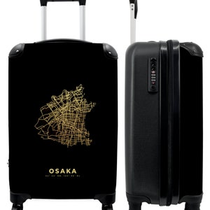 Koffer - handbagage - osaka - stadsplattegrond - landkaarten - goud - plattegrond