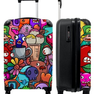 Koffer - handbagage - kinderkoffer - parones - monster - regenboog - grappig - abstract