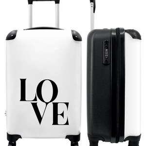 Koffer - handbagage - 'love' - tekst - zwart - wit