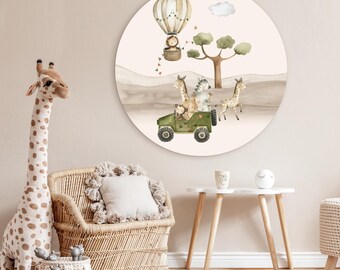 Safari Tiere Runde Kunst - Kinderzimmer Dekor