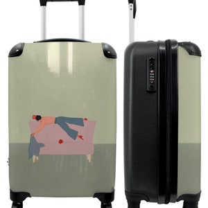 Koffer - handbagage - design - abstract - pastel - vrouw