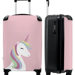 Koffer - handbagage - kinderkoffer - eenhoorn - regenboog - pastel - roze - meisjes