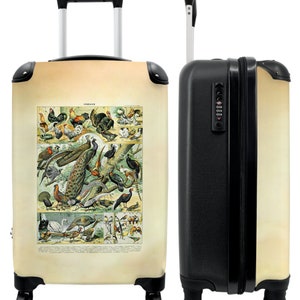 Koffer - handbagage - vintage - pauw - vogel - illustratie - millot