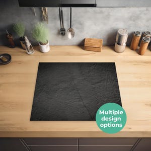 Induction Hob Protector Mat – Vinyl Stove Cap and Top Cover – Electric Cooker Kitchen Hob Cover – Stylish Mat for Induction Cooktops - Black