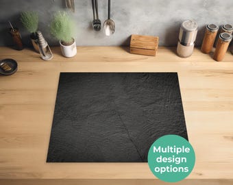 Tapis protecteur en vinyle noir pour table de cuisson à induction - Élégant revêtement de table de cuisson