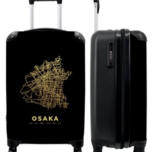 Koffer - handbagage - osaka - kaart - goud - kaarten