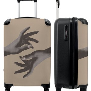 Koffer - handbagage - abstract - hand - beige - art