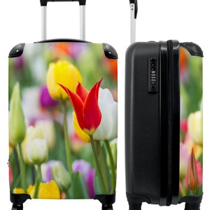 Koffer - handbagage - tulpen - planten - bloemen - lente - botanisch