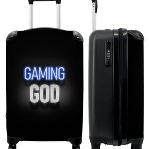 Koffer - handbagage - kinderkoffer - gaming - spreekwoorden - gaminggod - mannen - neon