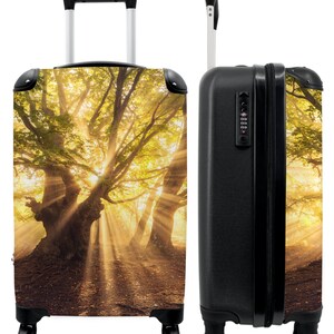Koffer - handbagage - bomen - natuur - groen - herfst