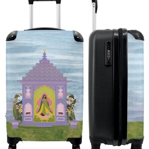 Koffer - handbagage - tempel - vrouw - india - pastel
