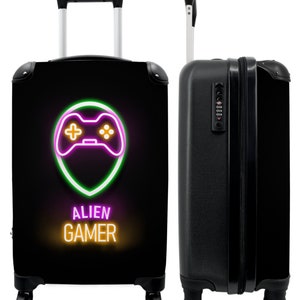 Koffer - handbagage - kinderkoffer - gaming - quotes - neon - alien gamer - controller.