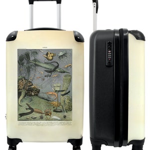 Koffer - handbagage - zee - illustratie - dieren - natuur - vintage