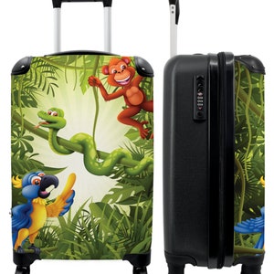 Koffer - handbagage - kinderkoffer - jungle - dieren - groen - kinderen