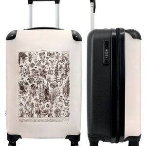 Koffer - handbagage - natuur - planten - retro - vintage - illustratie