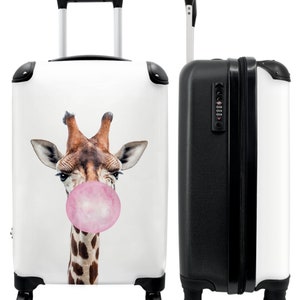 Koffer - handbagage - kinderkoffer - roze - kinderen - giraf - kauwgom