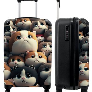 Koffer - handbagage - kinderkoffer - kat - huisdieren - kat - bruin - grijs