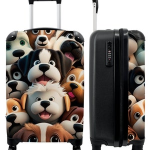 Koffer - handbagage - kinderkoffer - hond - dieren - patronen - bruin