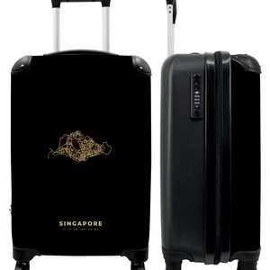 Koffer - handbagage - singapore - goud - stadsplattegrond - plattegrond