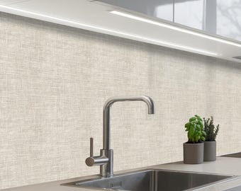 Kitchen Backsplash Self-Adhesive - Linen Texture Beige - Waterproof Wall Panel